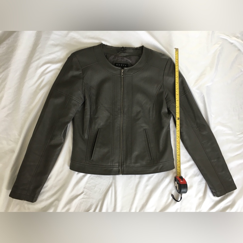 Revues gray faux leather short jacket.